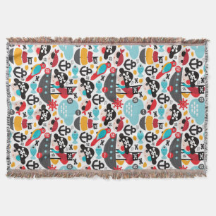 Retro pirates illustration sailing throw blanket