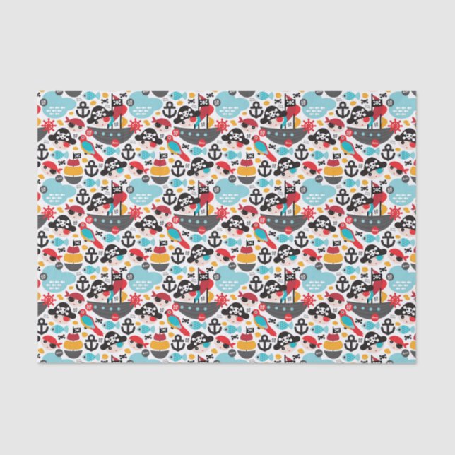 Retro pirates illustration sailing tissue paper (Front)