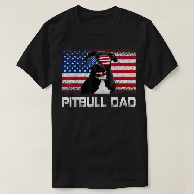 Retro Pitbull Dad Dog Lover Owner Father's Day Ame T-Shirt (Design Front)