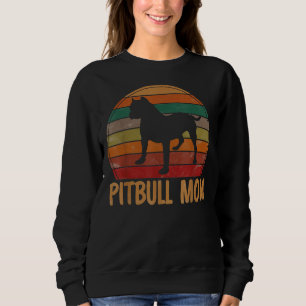 Retro Pitbull Mom Dog Lover Pet Mother Pit Bull M Sweatshirt