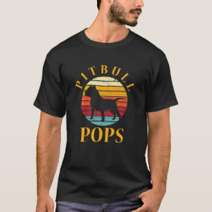 Retro Pitbull Pops Pit Bull Dad Pittie Father Dog T-Shirt