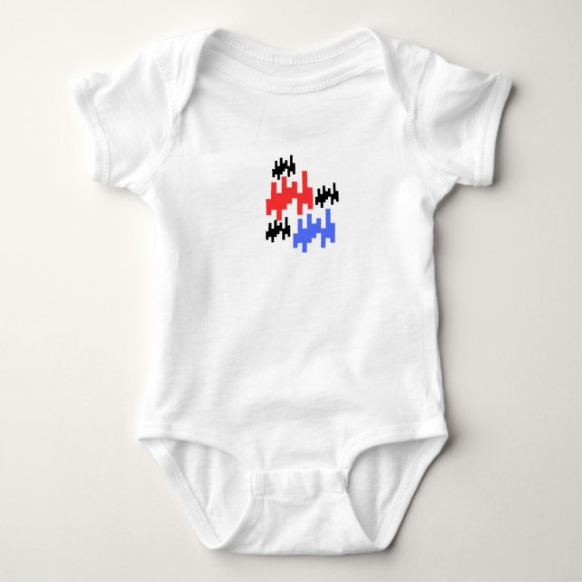 Retro Pixel Alien Baby Bodysuit;Cute Arcade Style Bodysuit (Front)