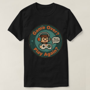 Retro Pixel Art Game Over Play Again Gamer Design T-Shirt