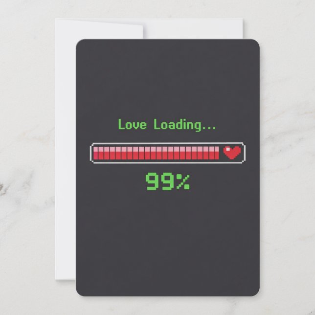 Retro Pixel Art Love Loading Valentine Holiday Card (Front)