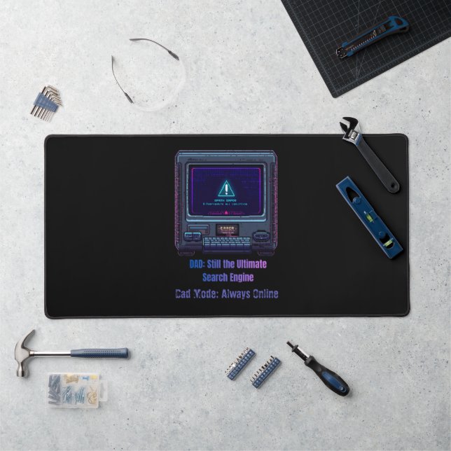Retro Pixel Art Tech Dad Personalized Gift Desk Mat (Workstation)