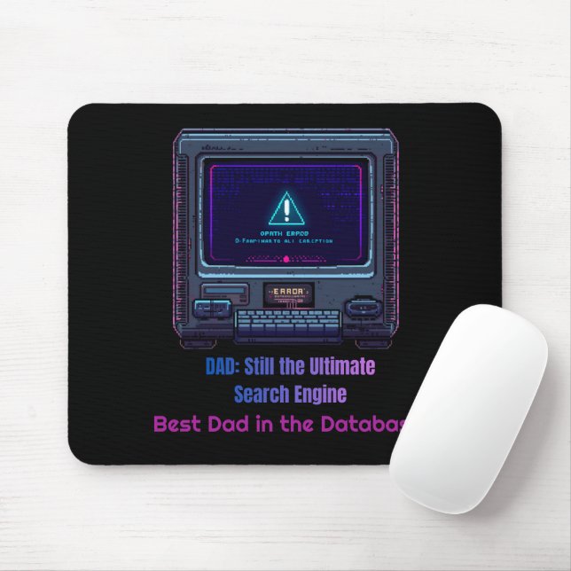 Retro Pixel Art Tech Dad Personalized Gift Mouse Pad (With Mouse)