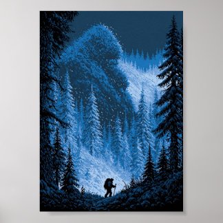 Retro Pixel Art Traveller Journeying Through  Poster