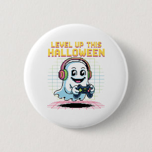 Retro Pixel Ghost Gamer Halloween Cute Spooky Gami 2 Inch Round Button