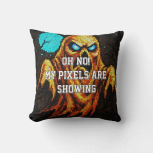 Retro Pixel Ghost  Throw Pillow