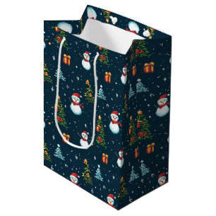 Retro-Pixel-Weihnachten im 8-Bit-Stil Medium Gift Bag