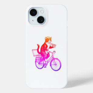 Retro Pizza Delivery Cat iPhone 15 Case