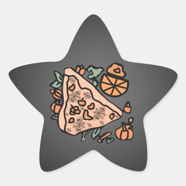 Retro Pizza with a Pumpkin Twist Star Sticker (Front)