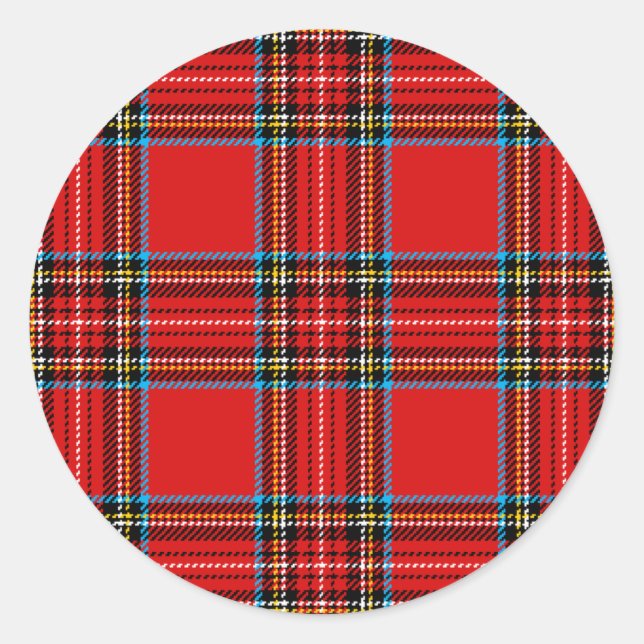 Retro Plaid Classic Round Sticker (Front)