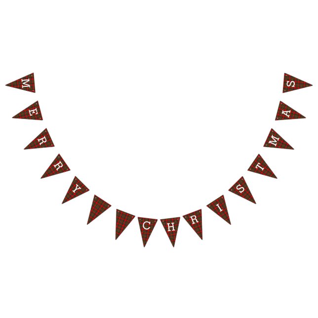 Retro Plaid Merry Christmas Bunting Flags (All)