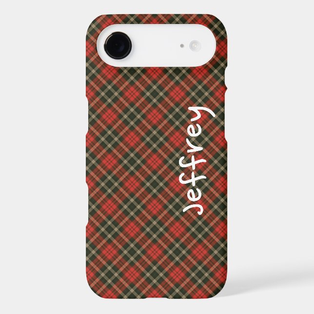 Retro Plaid Red Black Personalized Name (Back)