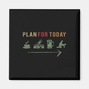 Retro Plan For Today Coffee Bowling Beer Vintage L Magnet