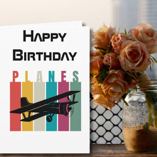 Retro Planes & Airplane Flying, Aviation Birthday Holiday Card