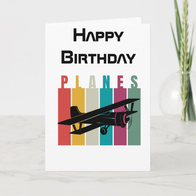 Retro Planes & Airplane Flying, Aviation Birthday Holiday Card (Front)