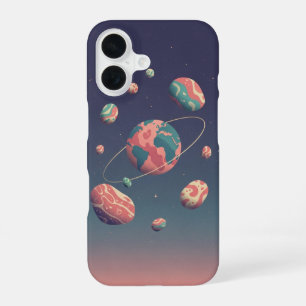 Retro Planet and Orbital Rocks iPhone 16 Case