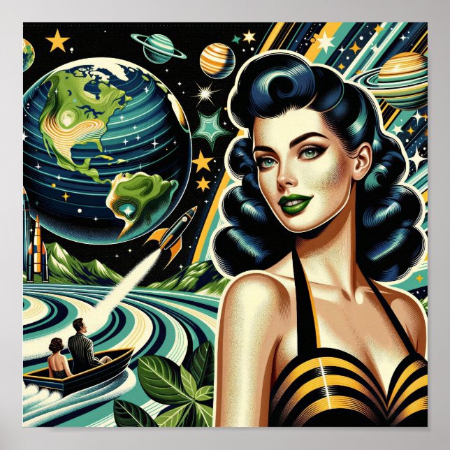 Retro Planet Pin-Up Poster (Front)