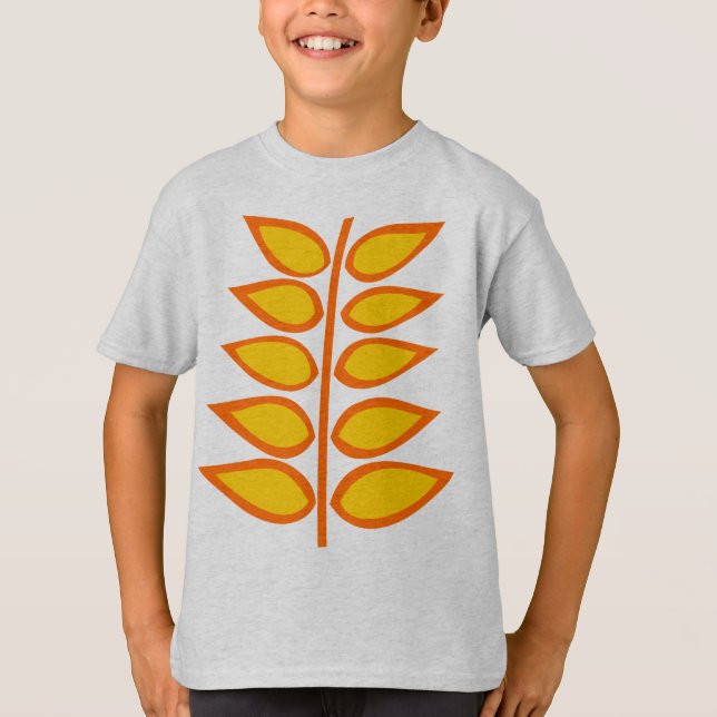 Retro Plant - Amber and Orange T-Shirt (Front)