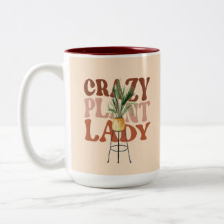 Retro Plant Lady Watercolor Plants Typography   Two-Tone Coffee Mug