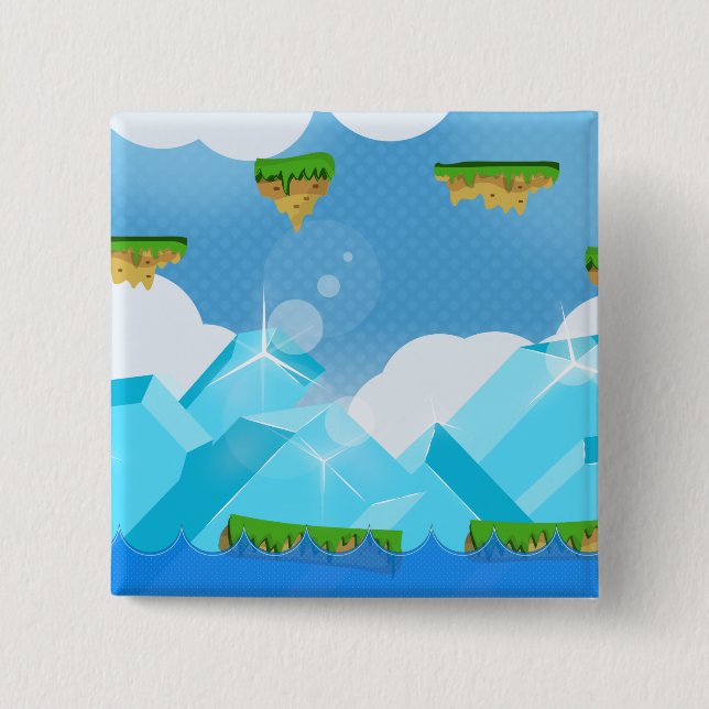 Retro Platform Game 2 Inch Square Button (Front)