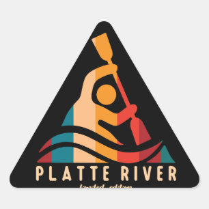 Retro Platte River Kayaking Triangle Sticker