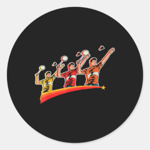Retro Play Badminton Sport Player Shuttle Classic Round Sticker
