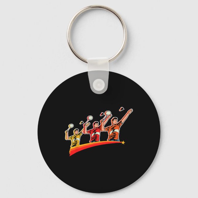 Retro Play Badminton Sport Player Shuttle  Keychain (Front)