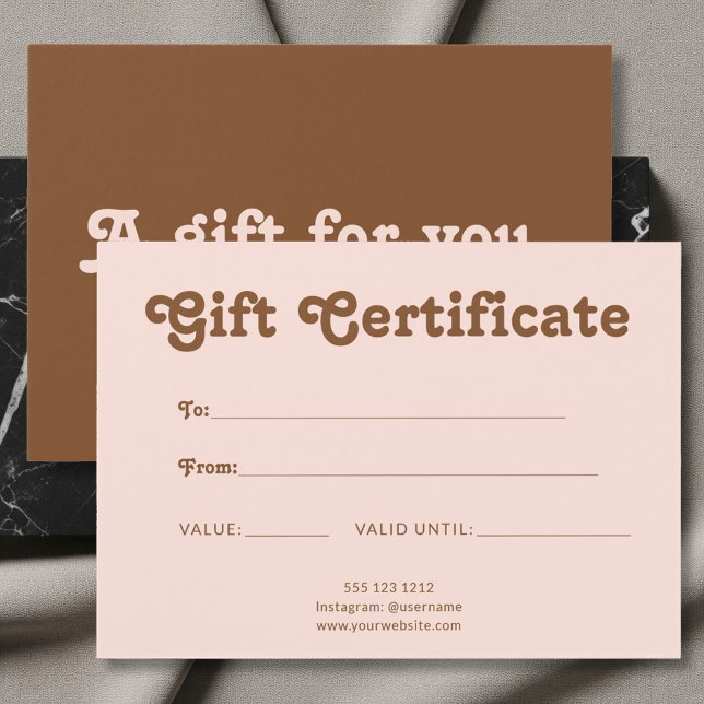 Retro Playful Minimalist Pink Brown Certificate (Créateur téléchargé)