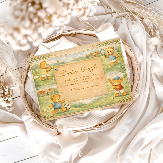 Retro Playground Teddy Bears Diapper Raffle Enclosure Card (Creator Uploaded)