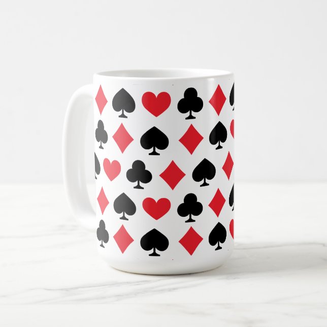 Retro Playing Card Symbols Pattern Coffee Mug (Front Left)
