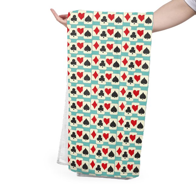 Retro Playing Cards Quartet Aqua Bath Towel Set (Creator Uploaded)