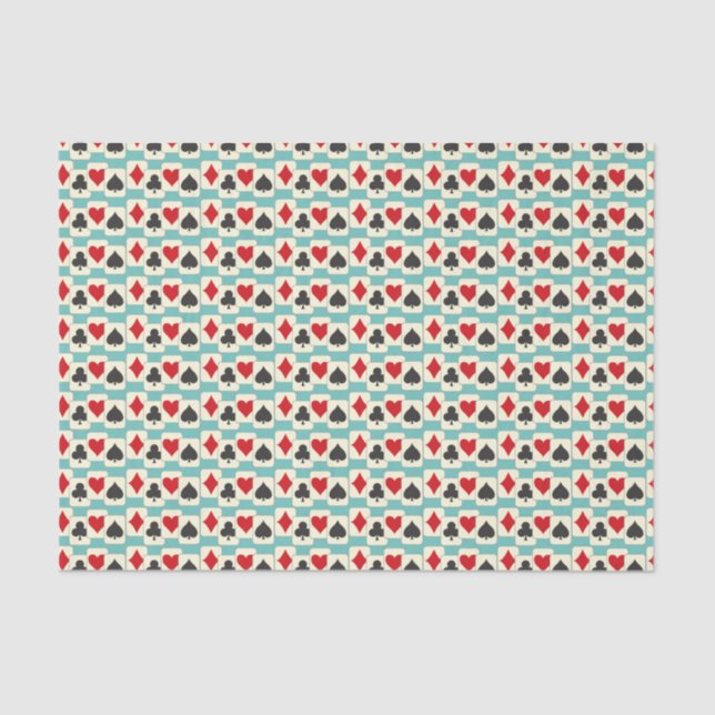Retro Playing Cards Quartet Aqua   Tissue Paper (Front)