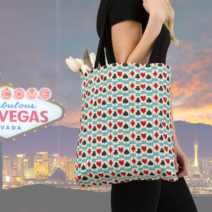 Retro Playing Cards Quartet On Aqua Tote Bag