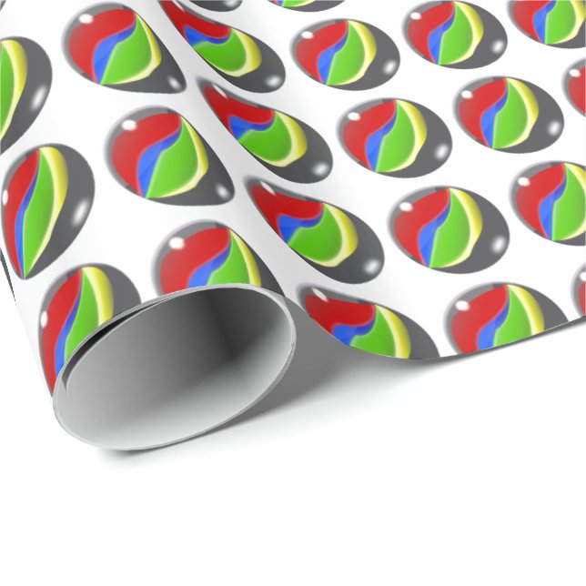 Retro Playing Game Marble Pattern Wrapping Paper (Roll Corner)