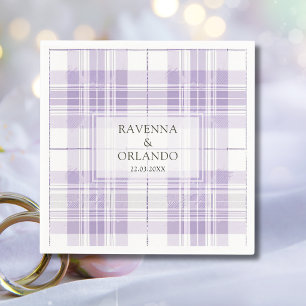 Retro Plum Purple Gingham Country Wedding Napkin