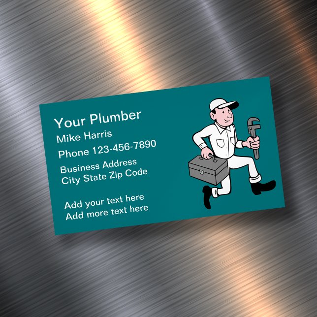 Retro Plumber Plumbing Business Card Magnets (Creator Uploaded)