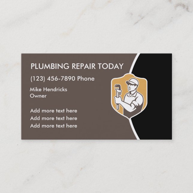 Retro Plumbing Design Business Card (Front)