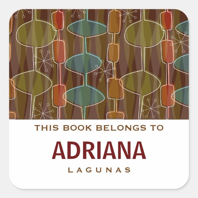 Retro Pod Square Bookplates Sticker (Front)