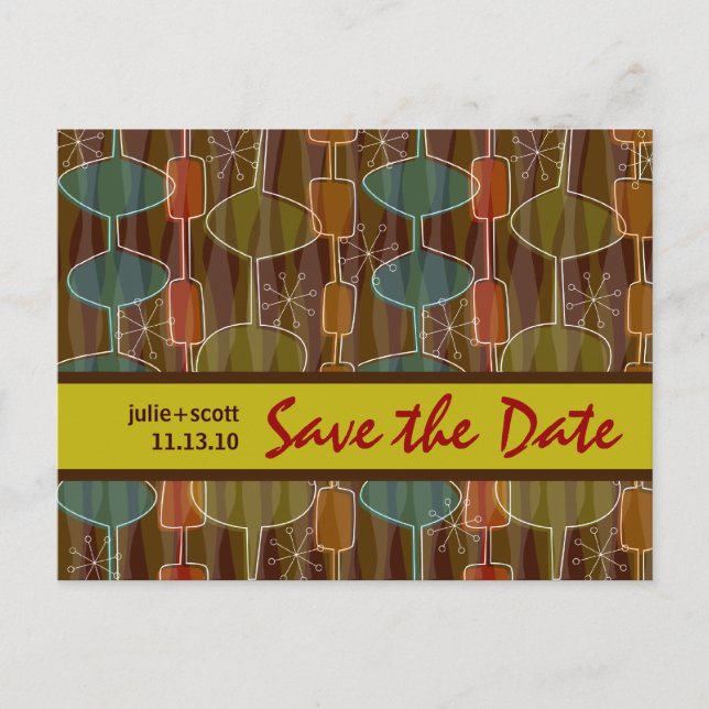 Retro Pods Save the Date Announcement Postcard (Front)