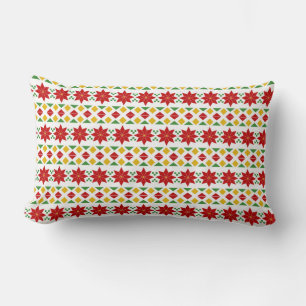 Retro Poinsettia Christmas   Holiday Lumbar Pillow