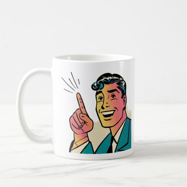 Retro Pointing Man Mug (Left)