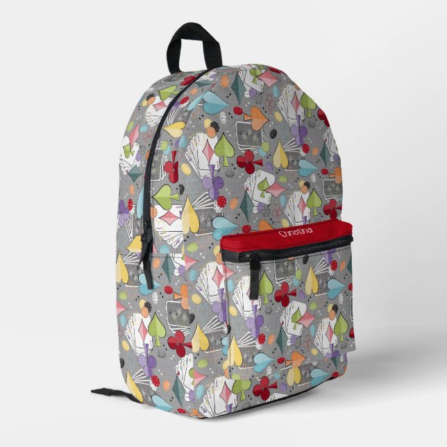 Retro Poker Printed Backpack (Back Corner Left)