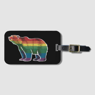 Retro Polar Bear Rainbow Lesbian LGBT Gay Pride Luggage Tag