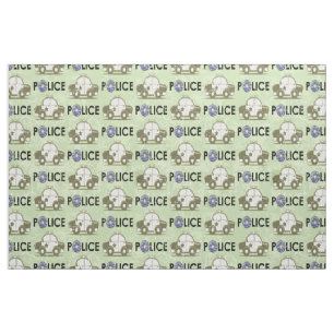 Retro Police Car Doughnuts Green Fabric