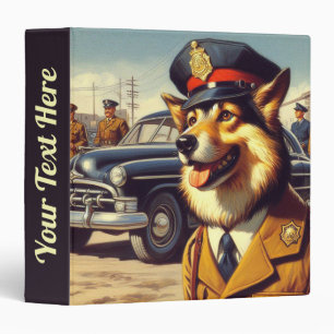 Retro Police Dog Painting Binder