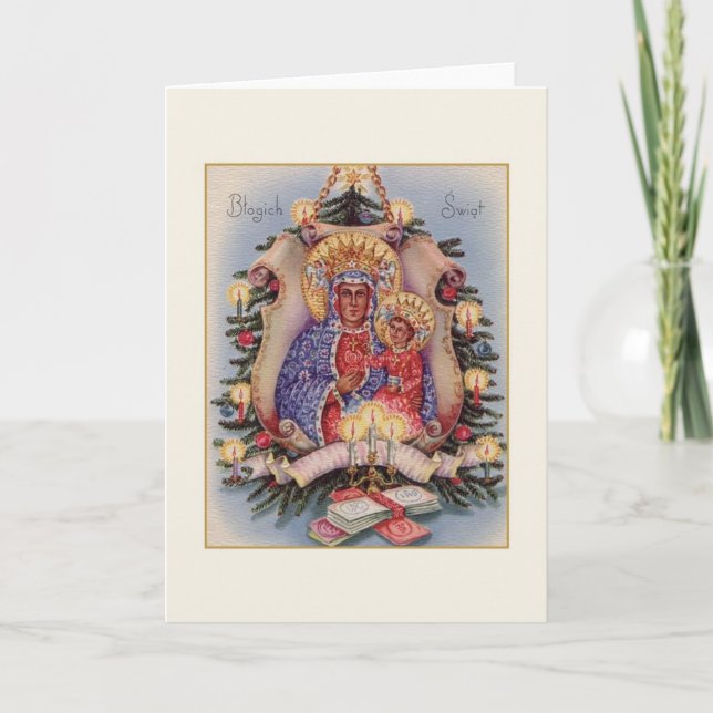 Retro Polish Religious Częstochowa Christmas Card (Front)