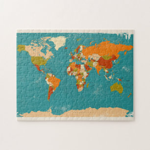 Retro Political Map of the World Jigsaw Puzzle